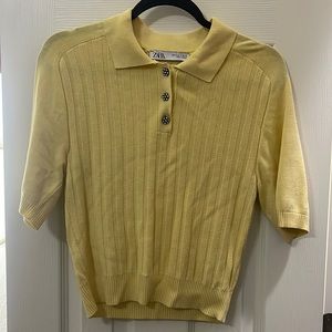 Zara yellow collar button shirt size S